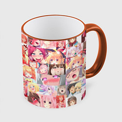 Кружка 3D Ahegao, цвет: 3D-оранжевый кант