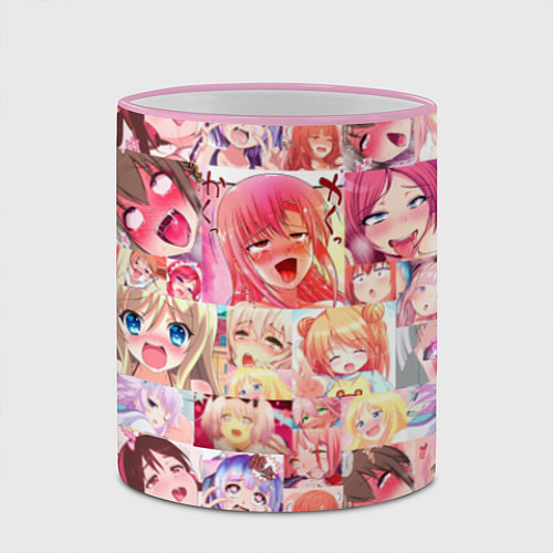Кружка цветная Ahegao / 3D-Розовый кант – фото 2