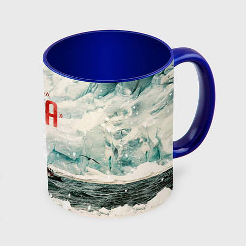 Кружка цветная Грот: Ледокол Вега / 3D-Белый + синий – фото 1