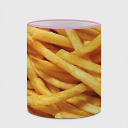 Кружка 3D Картофель фри, цвет: 3D-розовый кант — фото 2