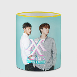 Кружка 3D Shownu & Kihyun, цвет: 3D-желтый кант — фото 2