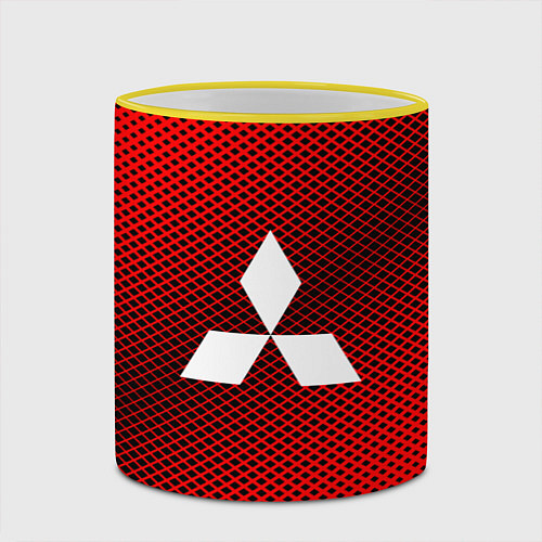 Кружка цветная Mitsubishi: Red Carbon / 3D-Желтый кант – фото 2