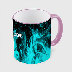 Кружка 3D R6S: Turquoise Flame, цвет: 3D-розовый кант