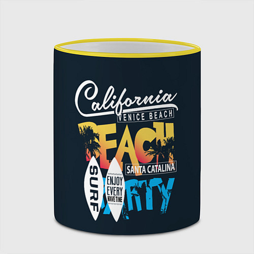 Кружка цветная California Beach / 3D-Желтый кант – фото 2