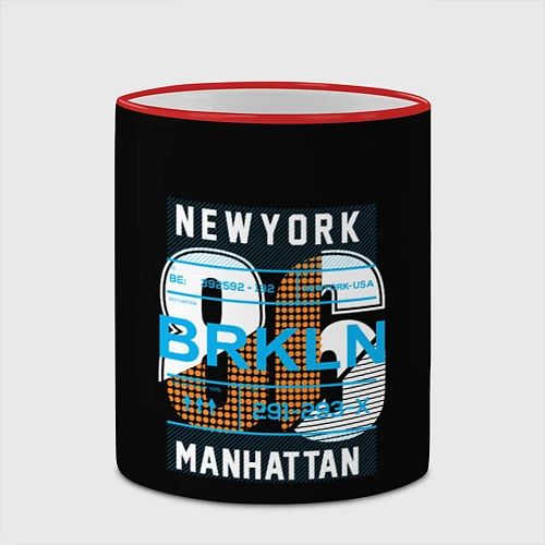Кружка цветная New York: Manhattan 86 / 3D-Красный кант – фото 2