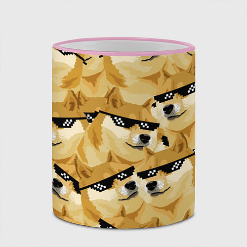 Кружка цветная Doge: Deal with it / 3D-Розовый кант – фото 2