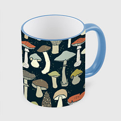 Кружка 3D Грибной лес, цвет: 3D-небесно-голубой кант