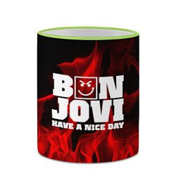 Кружка 3D Bon Jovi: Have a nice day, цвет: 3D-светло-зеленый кант — фото 2