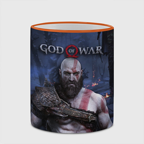 Кружка цветная God of War: Kratos / 3D-Оранжевый кант – фото 2