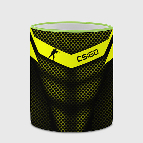 Кружка цветная CS:GO Yellow Carbon / 3D-Светло-зеленый кант – фото 2