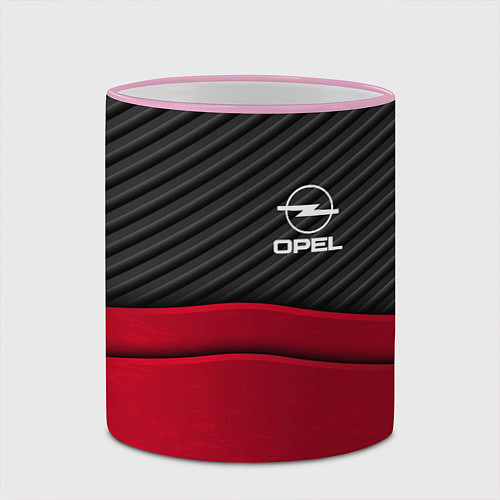 Кружка цветная Opel: Red Carbon / 3D-Розовый кант – фото 2