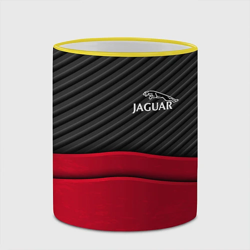 Кружка цветная Jaguar: Red Carbon / 3D-Желтый кант – фото 2