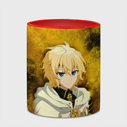 Кружка 3D Mikaela Hyakuya, цвет: 3D-белый + красный — фото 2