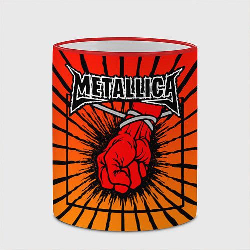 Кружка цветная Metallica Fist / 3D-Красный кант – фото 2