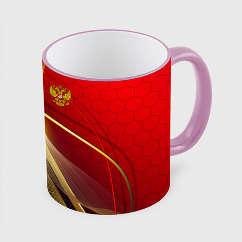 Кружка цветная RUSSIA SPORT: Gold Collection / 3D-Розовый кант – фото 1