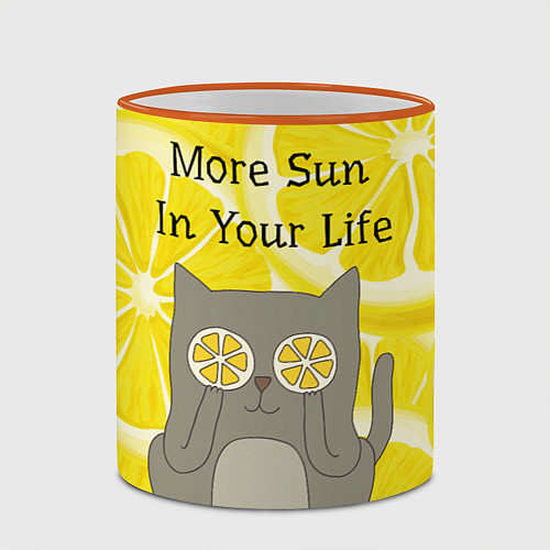 Кружка цветная More Sun In Your Life / 3D-Оранжевый кант – фото 2