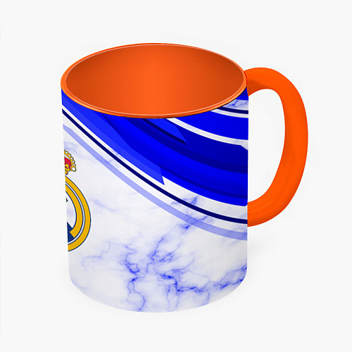 Кружка цветная Real Madrid / 3D-Белый + оранжевый – фото 1