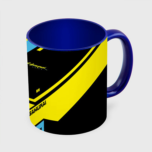 Кружка цветная Cyberpunk 2077: Samurai / 3D-Белый + синий – фото 1