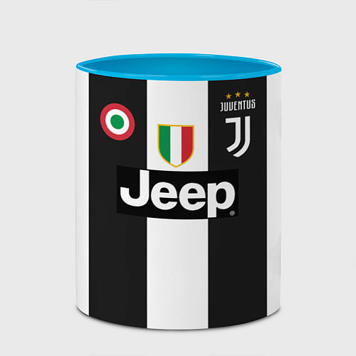 Кружка цветная FC Juventus 18-19 / 3D-Белый + небесно-голубой – фото 2