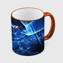 Кружка 3D Mass Effect: Blue Armor N7, цвет: 3D-оранжевый кант