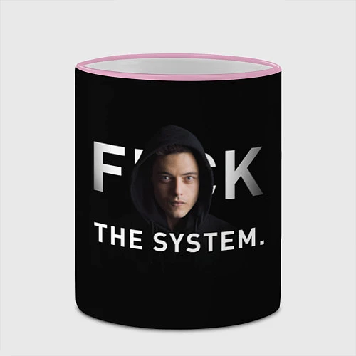 Кружка цветная F*ck The System: Mr Robot / 3D-Розовый кант – фото 2