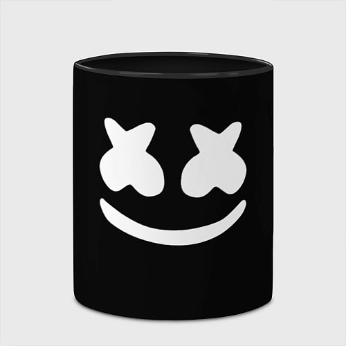 Кружка цветная Marshmello: Black Face / 3D-Белый + черный – фото 2