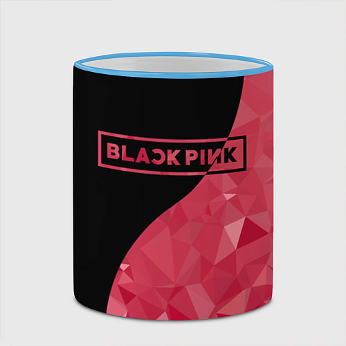 Кружка цветная Black Pink: Pink Polygons / 3D-Небесно-голубой кант – фото 2