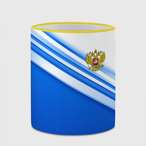 Кружка цветная Россия: голубая волна / 3D-Желтый кант – фото 2