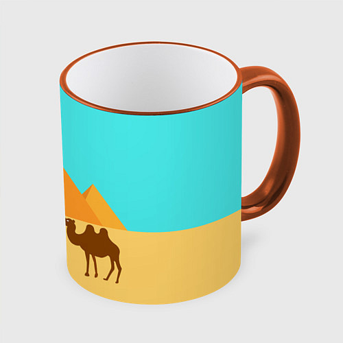 Кружка цветная Пирамиды Египта / 3D-Оранжевый кант – фото 1