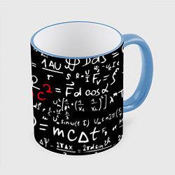 Кружка 3D E=mc2: Black Style, цвет: 3D-небесно-голубой кант