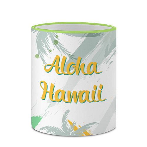 Кружка цветная Aloha Hawaii / 3D-Светло-зеленый кант – фото 2