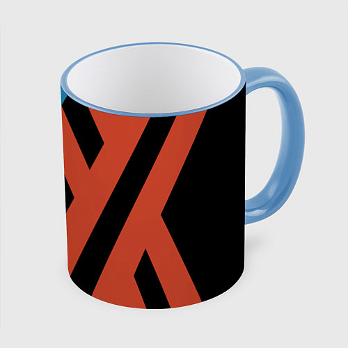 Кружка цветная Darling in the Franxx / 3D-Небесно-голубой кант – фото 1