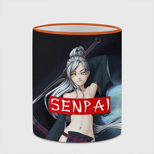 Кружка цветная Senpai Goddess / 3D-Оранжевый кант – фото 2
