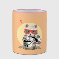 Кружка 3D Raccoon Love Coffee, цвет: 3D-розовый кант — фото 2