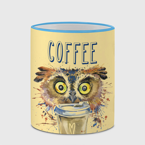 Кружка цветная Owls like coffee / 3D-Небесно-голубой кант – фото 2