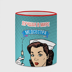 Кружка 3D Медсестра: поп-арт, цвет: 3D-красный кант — фото 2