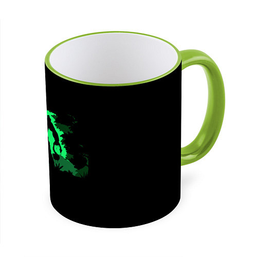 Кружка цветная Хищник в лесу / 3D-Светло-зеленый кант – фото 1