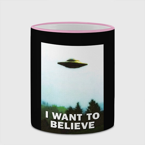 Кружка цветная I Want To Believe / 3D-Розовый кант – фото 2