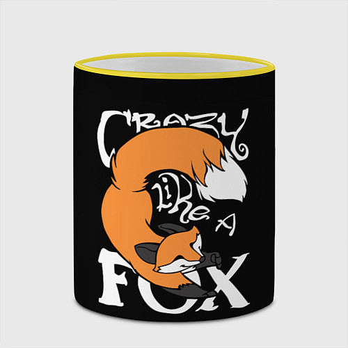 Кружка цветная Crazy Like a Fox / 3D-Желтый кант – фото 2