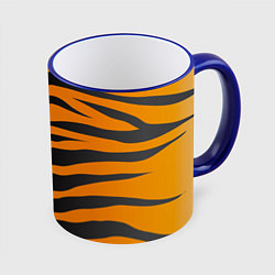 Кружка 3D Шкура тигра, цвет: 3D-синий кант