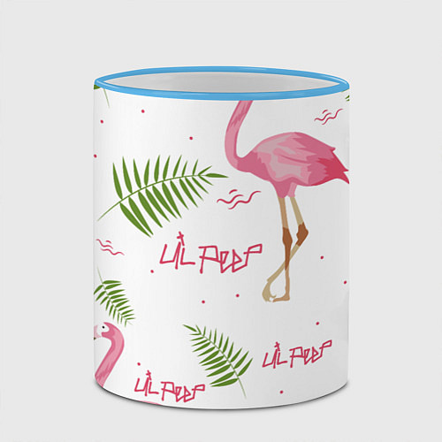 Кружка цветная Lil Peep: Pink Flamingo / 3D-Небесно-голубой кант – фото 2