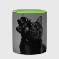 Кружка 3D Черный котик, цвет: 3D-белый + светло-зеленый — фото 2