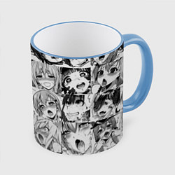 Кружка 3D Ahegao Babes, цвет: 3D-небесно-голубой кант