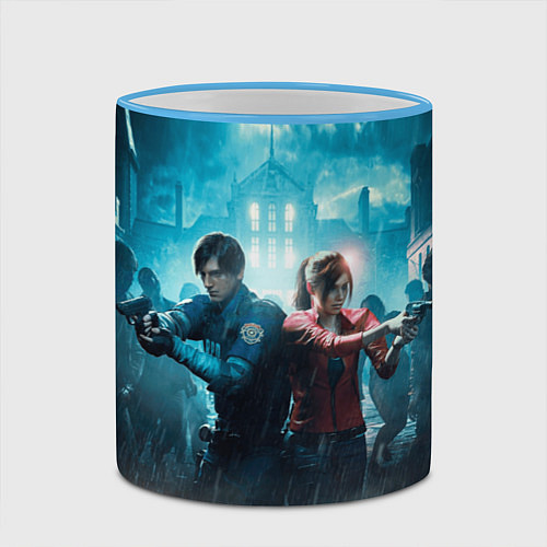 Кружка цветная Resident Evil 2 / 3D-Небесно-голубой кант – фото 2