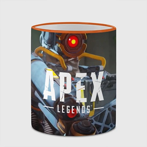 Кружка цветная Apex Legends: Robot / 3D-Оранжевый кант – фото 2