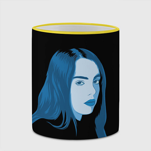 Кружка цветная Billie Eilish: Blue Style / 3D-Желтый кант – фото 2