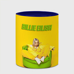 Кружка 3D Billie Eilish: Yellow Mood, цвет: 3D-белый + синий — фото 2
