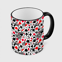 Кружка 3D Игральные карты - тузы, цвет: 3D-черный кант