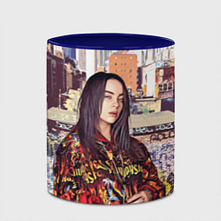 Кружка 3D Billie Eilish: Street Style, цвет: 3D-белый + синий — фото 2