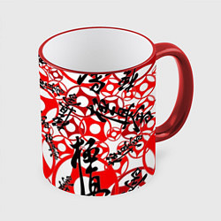 Кружка 3D Каратэ киокушинкай - эмблемы, цвет: 3D-красный кант